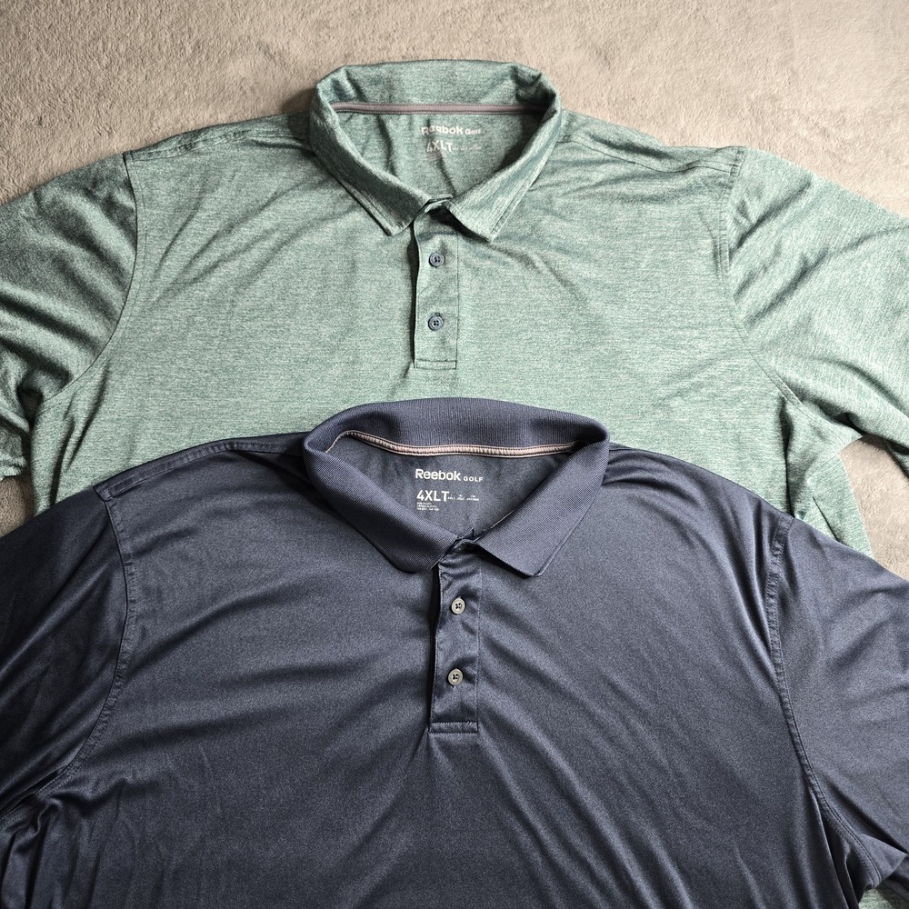 Reebok Golf Polo Shirts Mens 4XLT Heather Green Blue Big & Tall  Performance S/S